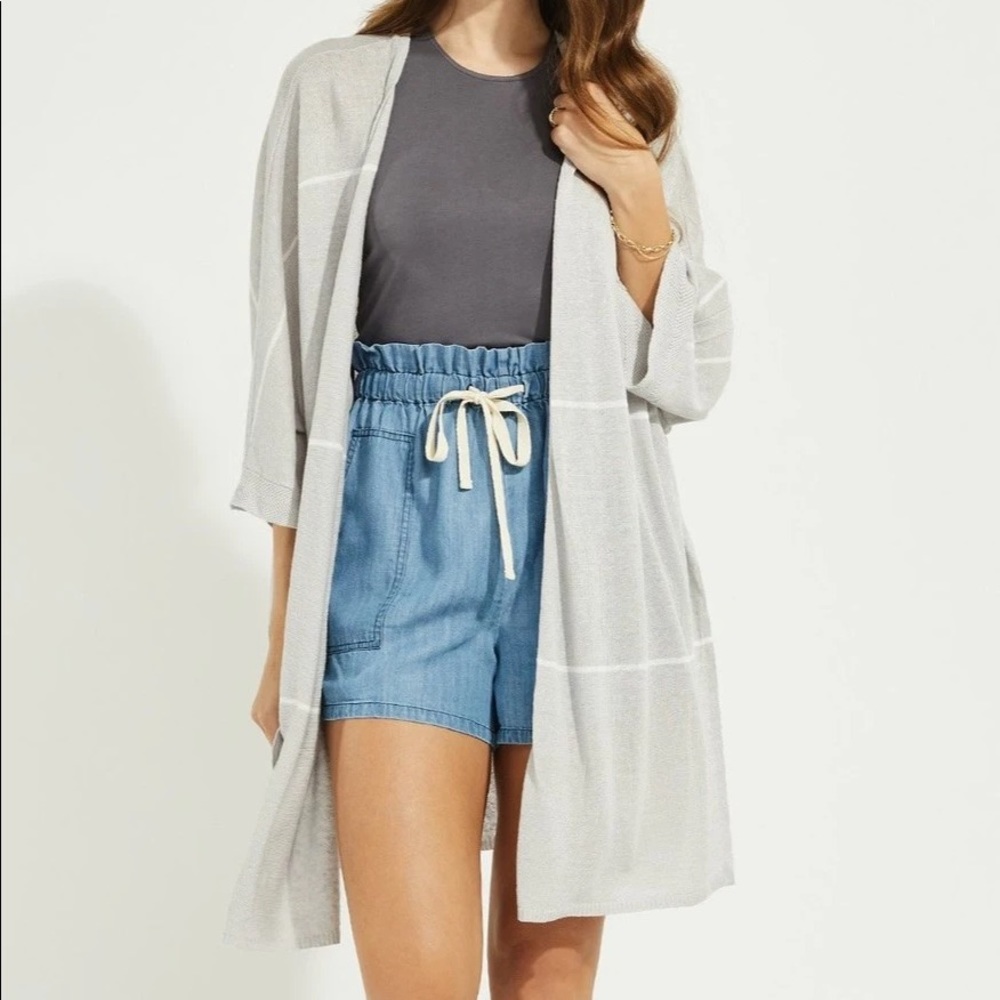 Gentle Fawn - Vela Cardigan - Heather Grey Stripe